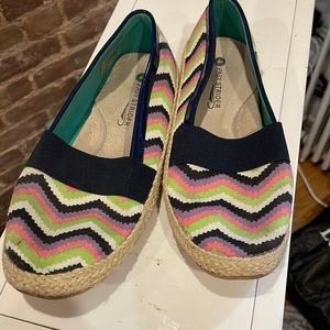Zig zag striped moccasins pink, blue, green, teal
